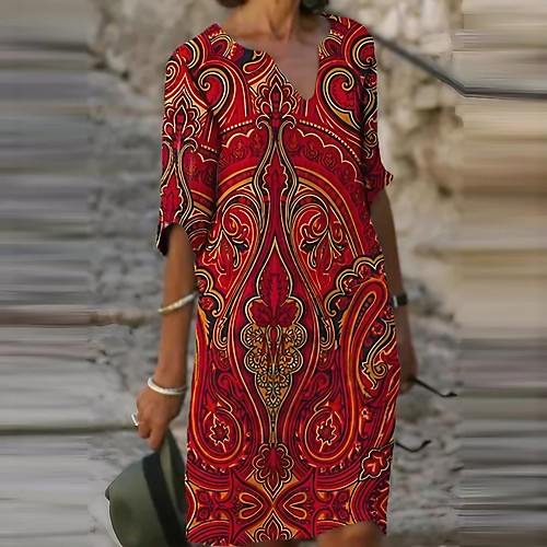Women's Shift Dress Knee Length Dress Green Black Royal Blue Rainbow Red Long Sleeve Floral Butterfly Print Summer V Neck Vintage Loose 2022 S M L XL XXL
Women's Shift Dress Knee Length Dress Green Black Royal Blue Rainbow Red Long Sleeve Floral Butterfly Print Summer V Neck Vintage Loose 2022 S M L XL XXL
