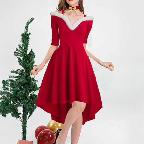 Women's A Line Dress Knee Length Dress Red Half Sleeve Solid Color Cold Shoulder Plus High Low Faux Fur Trim Fall Winter V Neck Elegant Vintage Sexy 2021 S M L XL XXL / Party
Women's A Line Dress Knee Length Dress Red Half Sleeve Solid Color Cold Shoulder Plus High Low Faux Fur Trim Fall Winter V Neck Elegant Vintage Sexy 2021 S M L XL XXL / Party