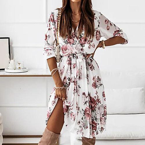 Women's A Line Dress Knee Length Dress Green White Wine Long Sleeve Floral Ruched Print Fall Winter V Neck Casual 2022 S M L XL
Women's A Line Dress Knee Length Dress Green White Wine Long Sleeve Floral Ruched Print Fall Winter V Neck Casual 2022 S M L XL