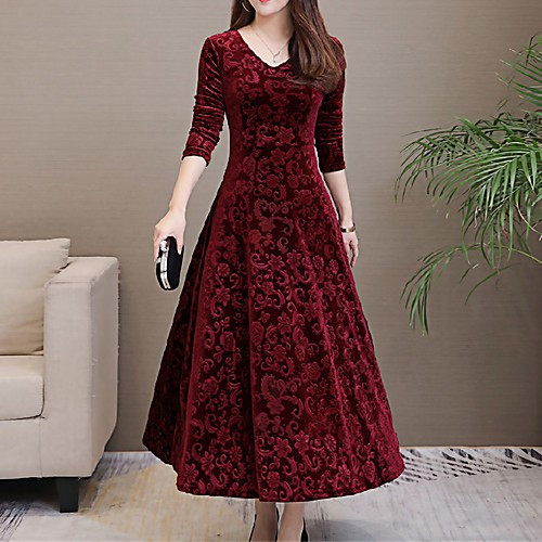 Women's A Line Dress Knee Length Dress Green Black Red Long Sleeve Floral Jacquard Fall Spring V Neck Elegant Vintage 2021 M L XL XXL 3XL / Party / Slim
Women's A Line Dress Knee Length Dress Green Black Red Long Sleeve Floral Jacquard Fall Spring V Neck Elegant Vintage 2021 M L XL XXL 3XL / Party / Slim