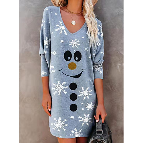 Women's Shift Dress Knee Length Dress Dark Gray Light Blue Long Sleeve Print Print Fall Spring V Neck Casual Loose 2021 S M L XL XXL 3XL
Women's Shift Dress Knee Length Dress Dark Gray Light Blue Long Sleeve Print Print Fall Spring V Neck Casual Loose 2021 S M L XL XXL 3XL