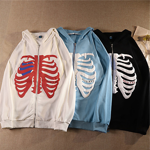 Women's Zip Up Hoodie Sweatshirt Skeleton Letter Zipper Pocket Print Party Halloween Daily 3D Print 3D Print Casual Hoodies Sweatshirts Loose Blue Black White
Women's Zip Up Hoodie Sweatshirt Skeleton Letter Zipper Pocket Print Party Halloween Daily 3D Print 3D Print Casual Hoodies Sweatshirts Loose Blue Black White