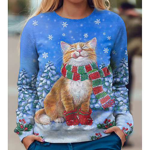Women's Sweatshirt Pullover Cat Graphic Prints Print Christmas Christmas Gifts Casual 3D Print Active Streetwear Hoodies Sweatshirts Blue Navy Blue
Women's Sweatshirt Pullover Cat Graphic Prints Print Christmas Christmas Gifts Casual 3D Print Active Streetwear Hoodies Sweatshirts Blue Navy Blue