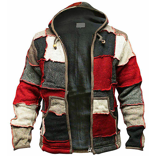Men's Unisex Cardigan Pocket Knitted Braided Color Block Stylish Ethnic Style Vintage Style Long Sleeve Sweater Cardigans Hooded Fall Winter Red plus velvet / Chunky
Men's Unisex Cardigan Pocket Knitted Braided Color Block Stylish Ethnic Style Vintage Style Long Sleeve Sweater Cardigans Hooded Fall Winter Red plus velvet / Chunky