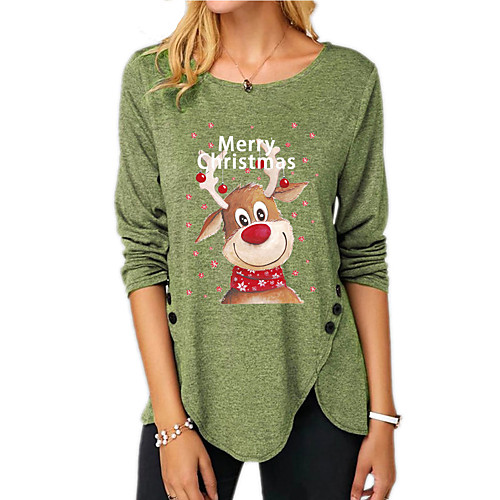 Women's Christmas Abstract Painting T shirt Text Reindeer Long Sleeve Button Print Round Neck Basic Christmas Tops Regular Fit Blue Purple Khaki
Women's Christmas Abstract Painting T shirt Text Reindeer Long Sleeve Button Print Round Neck Basic Christmas Tops Regular Fit Blue Purple Khaki