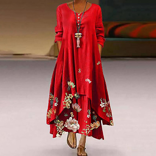 Women's Swing Dress Maxi long Dress Red Long Sleeve Print Pocket Patchwork Print Spring Summer Round Neck Casual Vintage 2022 S M L XL XXL XXXL 4XL 5XL
Women's Swing Dress Maxi long Dress Red Long Sleeve Print Pocket Patchwork Print Spring Summer Round Neck Casual Vintage 2022 S M L XL XXL XXXL 4XL 5XL