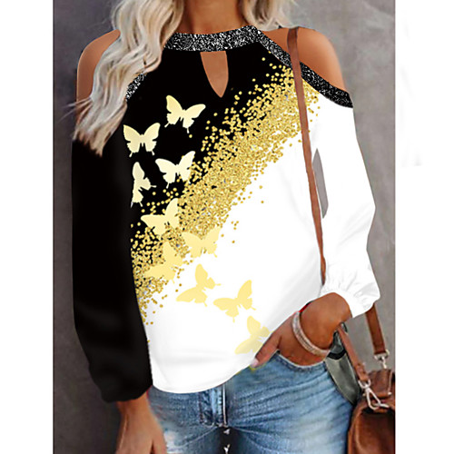 Women's Abstract Butterfly T shirt Graphic Butterfly Cut Out Print Round Neck Basic Vintage Tops Blue Black Purple / 3D Print
Women's Abstract Butterfly T shirt Graphic Butterfly Cut Out Print Round Neck Basic Vintage Tops Blue Black Purple / 3D Print