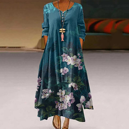 Women's A Line Dress Maxi long Dress Green Blue White 3/4 Length Sleeve Floral Asymmetric Hem Button Print Fall Spring V Neck Casual Vintage Holiday 2022 S M L XL XXL XXXL 4XL 5XL
Women's A Line Dress Maxi long Dress Green Blue White 3/4 Length Sleeve Floral Asymmetric Hem Button Print Fall Spring V Neck Casual Vintage Holiday 2022 S M L XL XXL XXXL 4XL 5XL