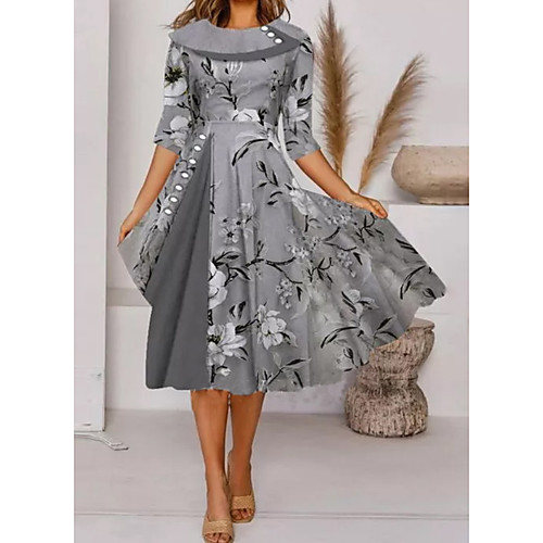 Women's A Line Dress Knee Length Dress Gray Half Sleeve Floral Print Spring Summer Crew Neck Elegant Casual 2022 S M L XL XXL 3XL
Women's A Line Dress Knee Length Dress Gray Half Sleeve Floral Print Spring Summer Crew Neck Elegant Casual 2022 S M L XL XXL 3XL