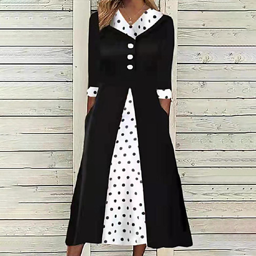 Women's Swing Dress Midi Dress Black Yellow 3/4 Length Sleeve Polka Dot Patchwork Button Print Spring Summer V Neck Stylish Casual Modern Loose 2022 S M L XL XXL 3XL
Women's Swing Dress Midi Dress Black Yellow 3/4 Length Sleeve Polka Dot Patchwork Button Print Spring Summer V Neck Stylish Casual Modern Loose 2022 S M L XL XXL 3XL