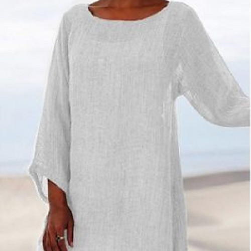 Women's Blouse Shirt Plain Solid Colored Round Neck Basic Casual Vintage Tops Blue White Black
Women's Blouse Shirt Plain Solid Colored Round Neck Basic Casual Vintage Tops Blue White Black