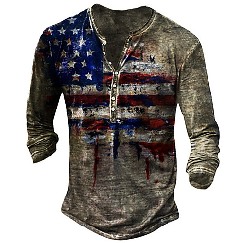 Men's Henley Shirt Tee T shirt Graphic American Flag Plus Size Henley Street Casual Button-Down Print Long Sleeve Tops Cotton Basic Casual Classic Big and Tall Green Black Gray
Men's Henley Shirt Tee T shirt Graphic American Flag Plus Size Henley Street Casual Button-Down Print Long Sleeve Tops Cotton Basic Casual Classic Big and Tall Green Black Gray