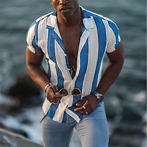 Men's Shirt Striped Collar Street Daily Button-Down Print Short Sleeve Tops Casual Fashion Breathable Comfortable Blue Orange Red / Summer
Men's Shirt Striped Collar Street Daily Button-Down Print Short Sleeve Tops Casual Fashion Breathable Comfortable Blue Orange Red / Summer