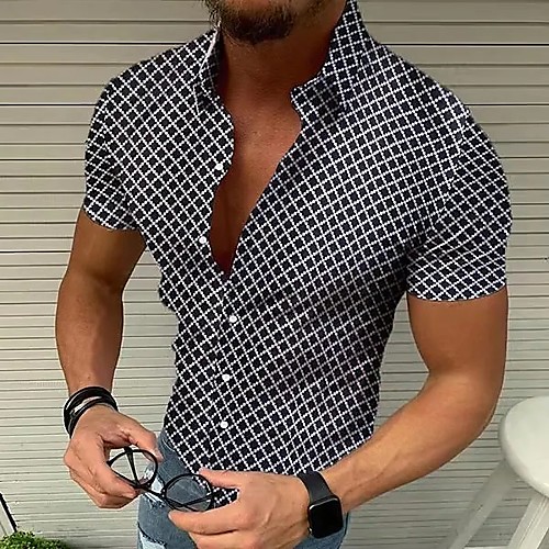 Men's Shirt Print Lattice Turndown Casual Print Short Sleeve Tops Beach White Black Red / Summer
Men's Shirt Print Lattice Turndown Casual Print Short Sleeve Tops Beach White Black Red / Summer