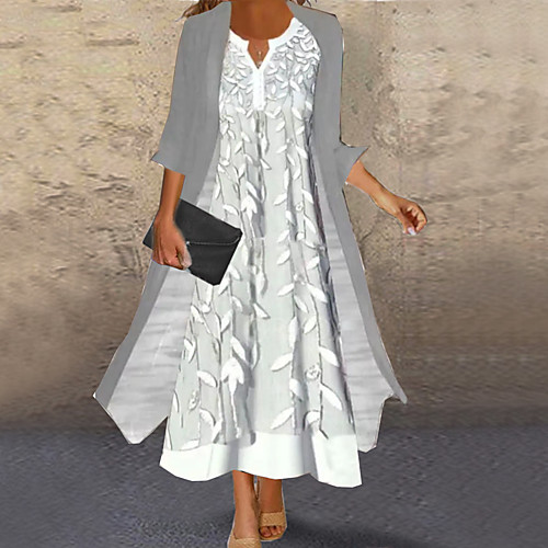 Women's A Line Dress Midi Dress Gray 3/4 Length Sleeve Print Pure Color Ruched Fall Spring Crew Neck Elegant Casual Classic 2022 S M L XL XXL 3XL / Loose
Women's A Line Dress Midi Dress Gray 3/4 Length Sleeve Print Pure Color Ruched Fall Spring Crew Neck Elegant Casual Classic 2022 S M L XL XXL 3XL / Loose
