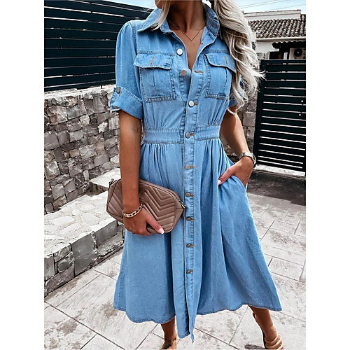 Women's A Line Dress Midi Dress Blue Half Sleeve Solid Color Ruched Spring Summer V Neck Casual Sexy 2022 S M L XL XXL 3XL
Women's A Line Dress Midi Dress Blue Half Sleeve Solid Color Ruched Spring Summer V Neck Casual Sexy 2022 S M L XL XXL 3XL
