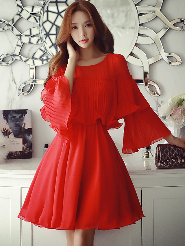 Красное Платье С Рукавами