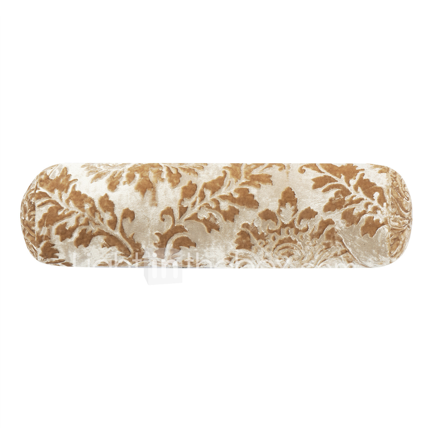 Elegant Floral Velvet Khaki Decorative Bolster Pillow Cover 666784