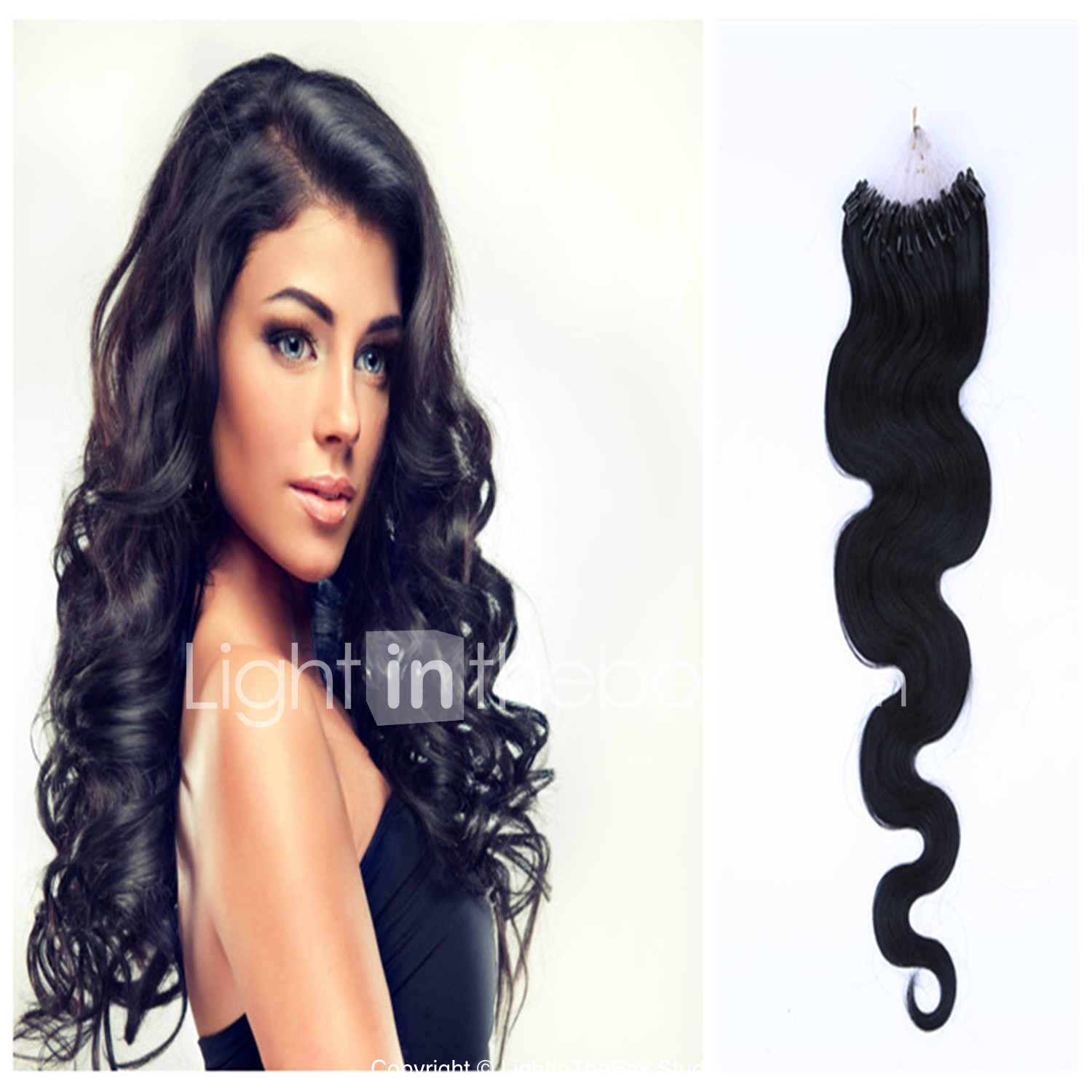 Micro Ring Hair Extensions Human Hair Extensions Wavy 100 Strands