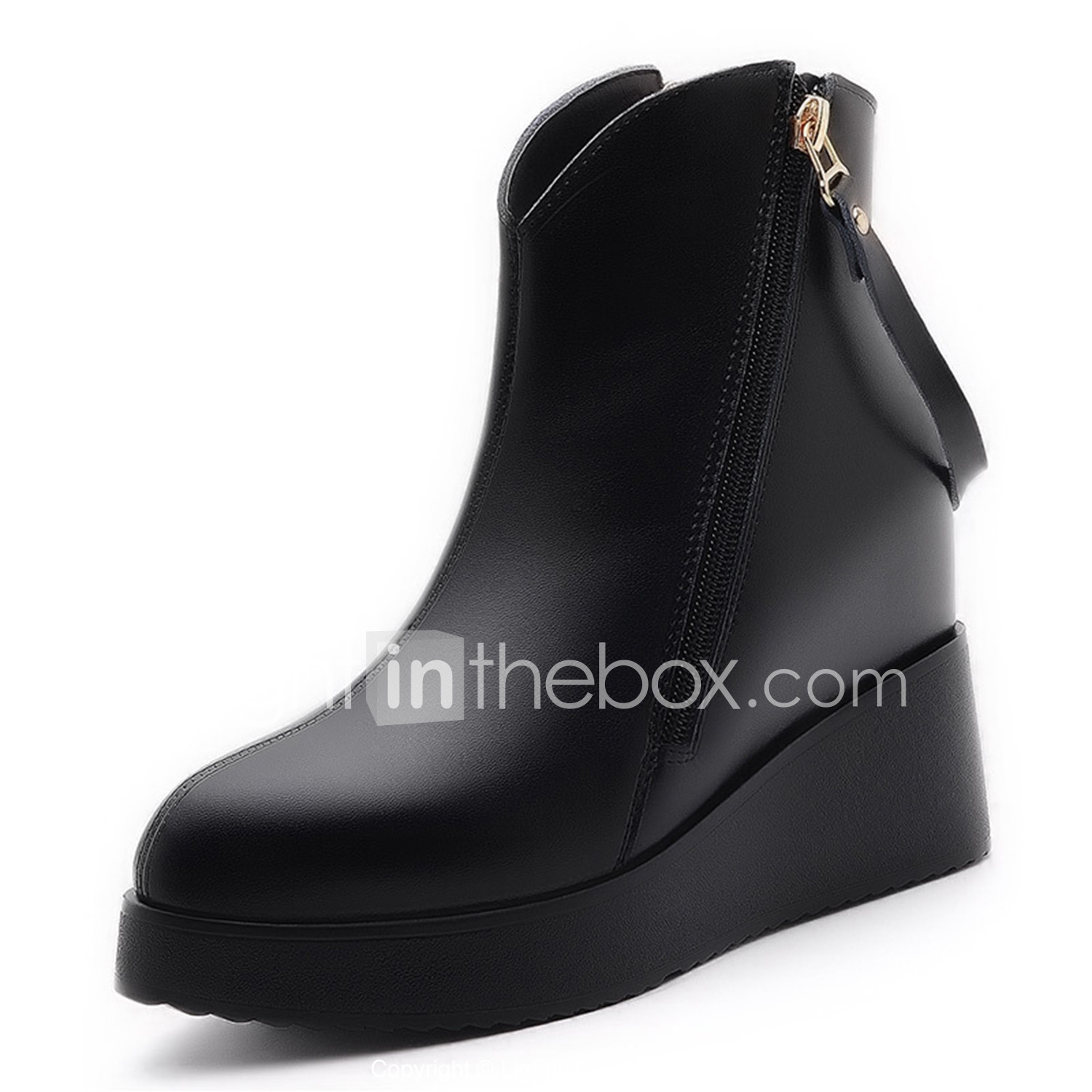 patent leather wedge boots