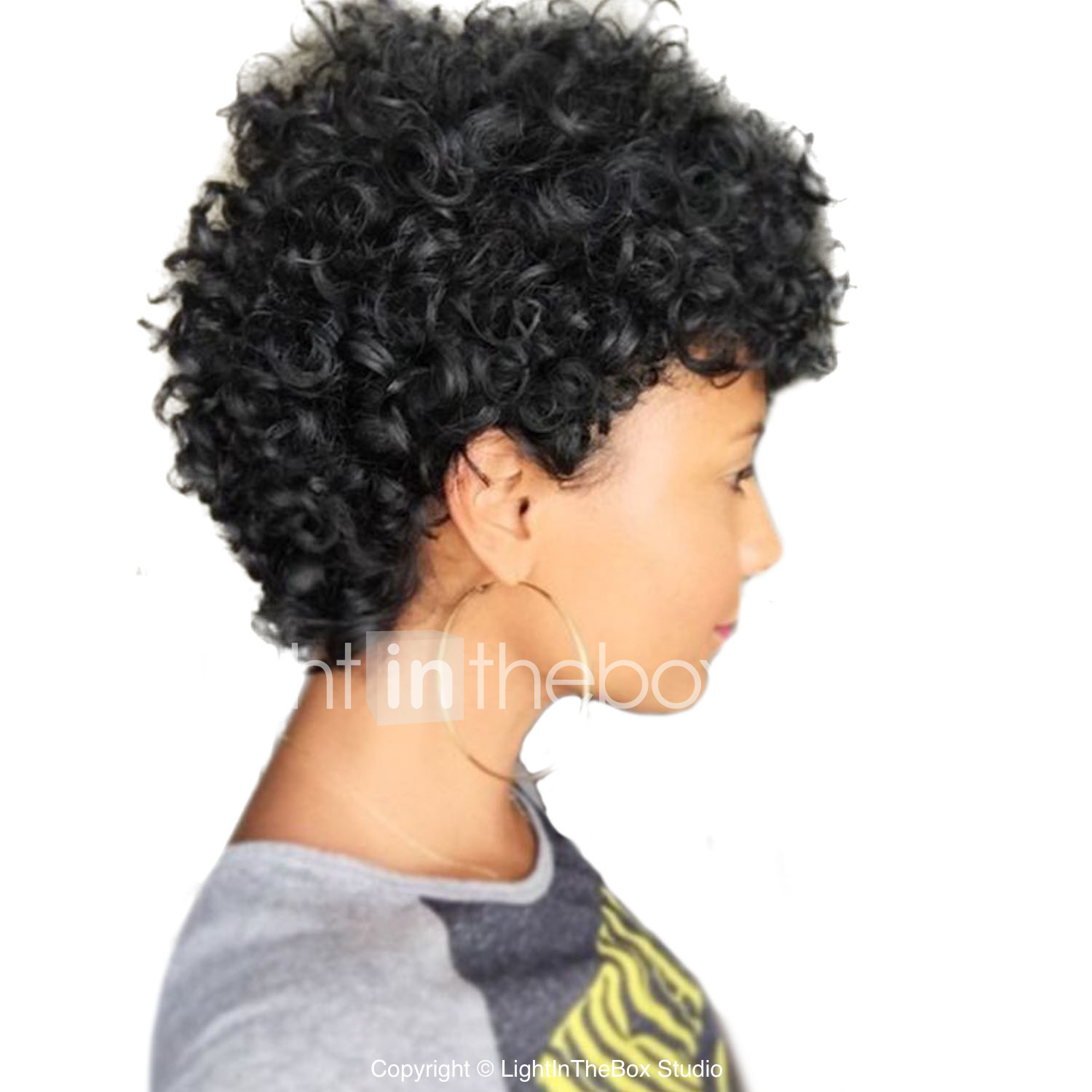 Human Hair Capless Wigs Human Hair Curly Jerry Curl Short