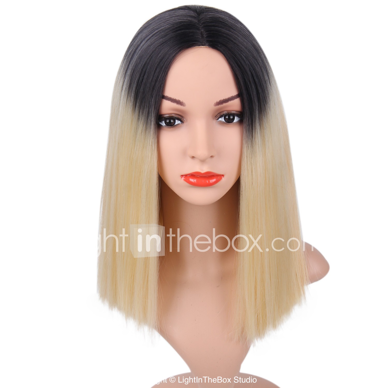 Synthetic Wig Straight Straight Bob Wig Blonde Short Black