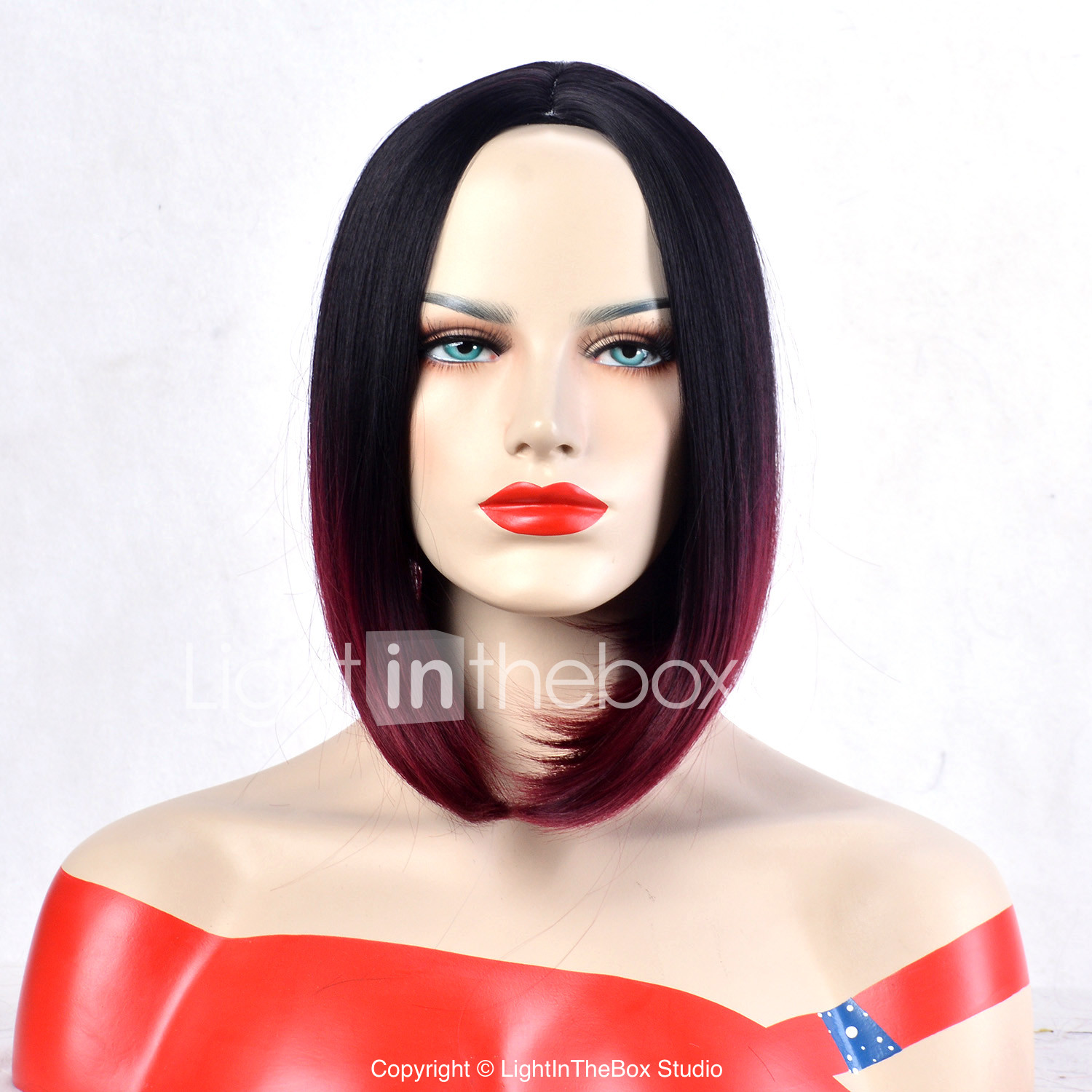 Synthetic Wig Wavy Bob Pixie Cut Short Bob Wig Ombre Short Black