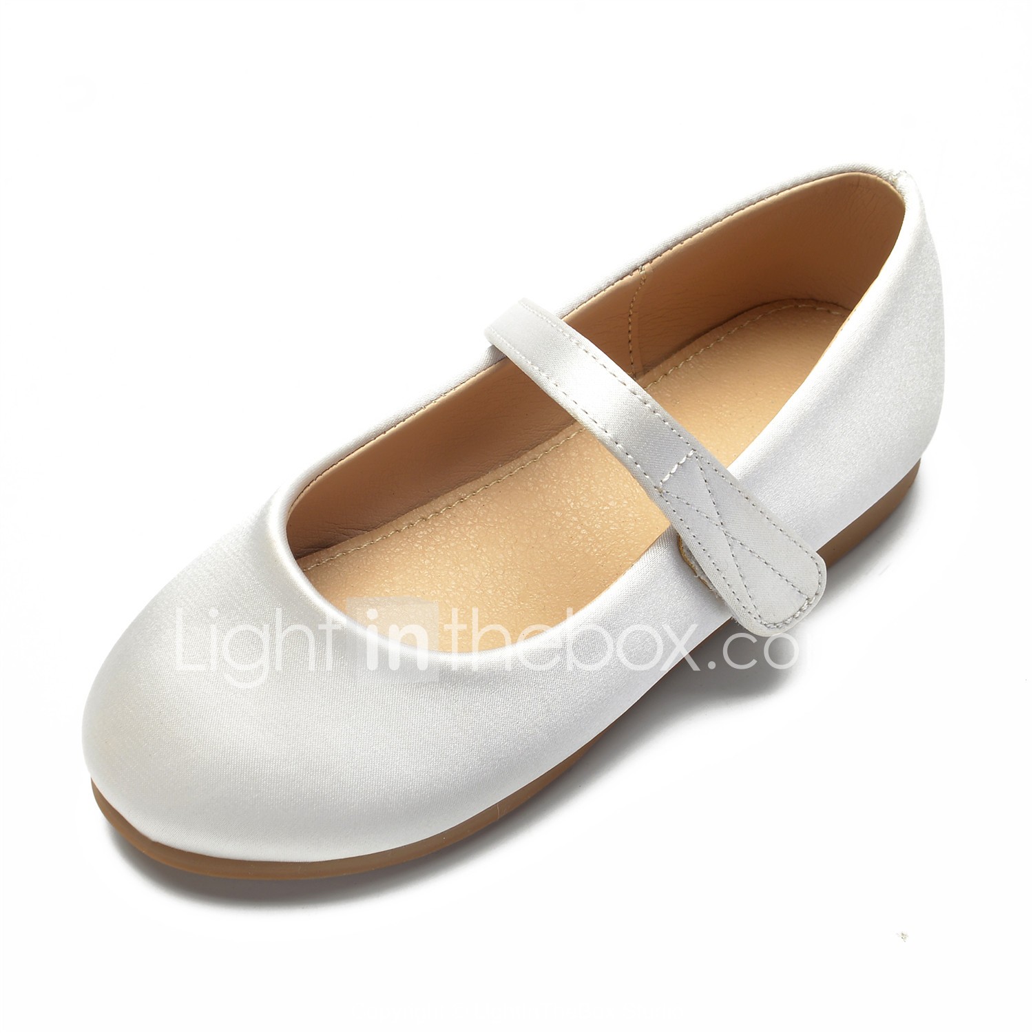 white satin flower girl shoes