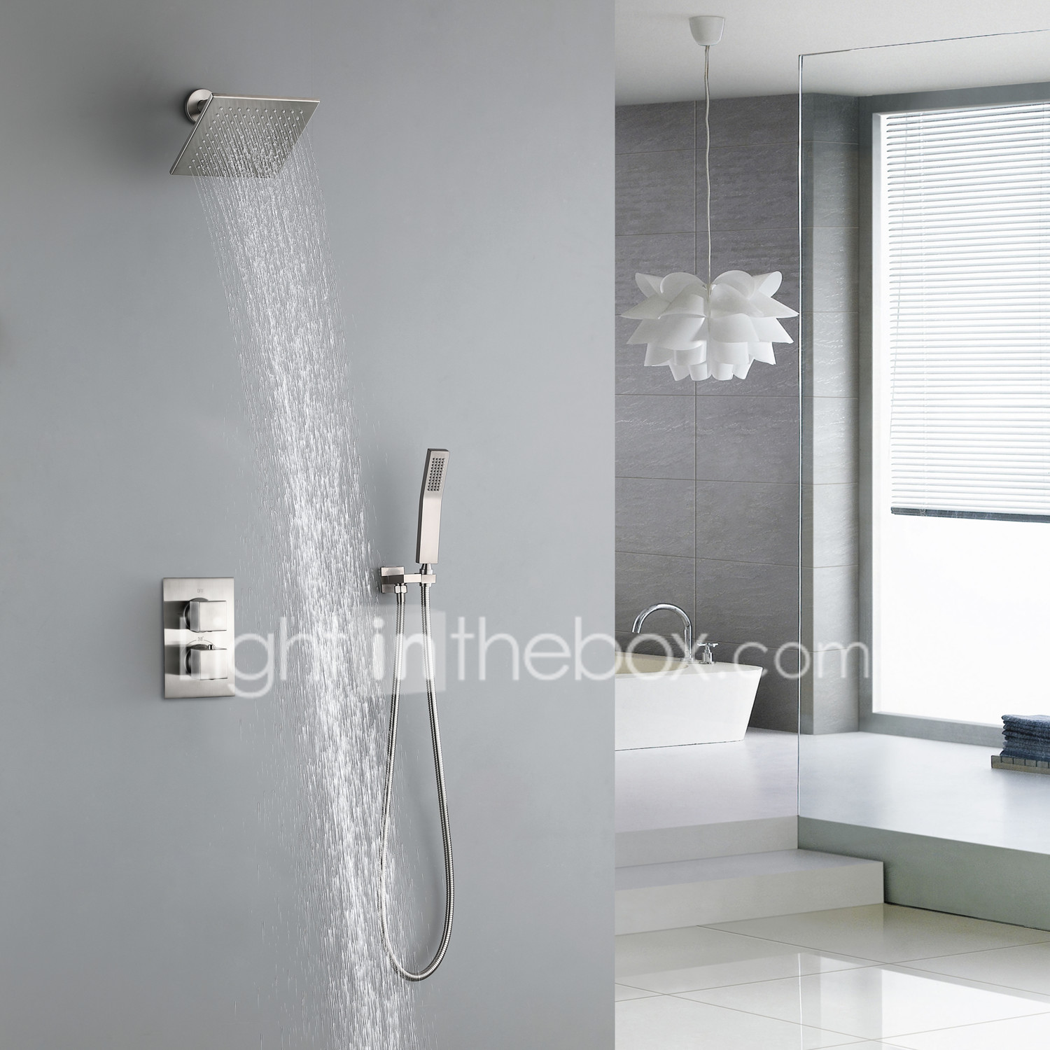 Shower Faucet Contemporary Nickel Brushed Wall Installation
