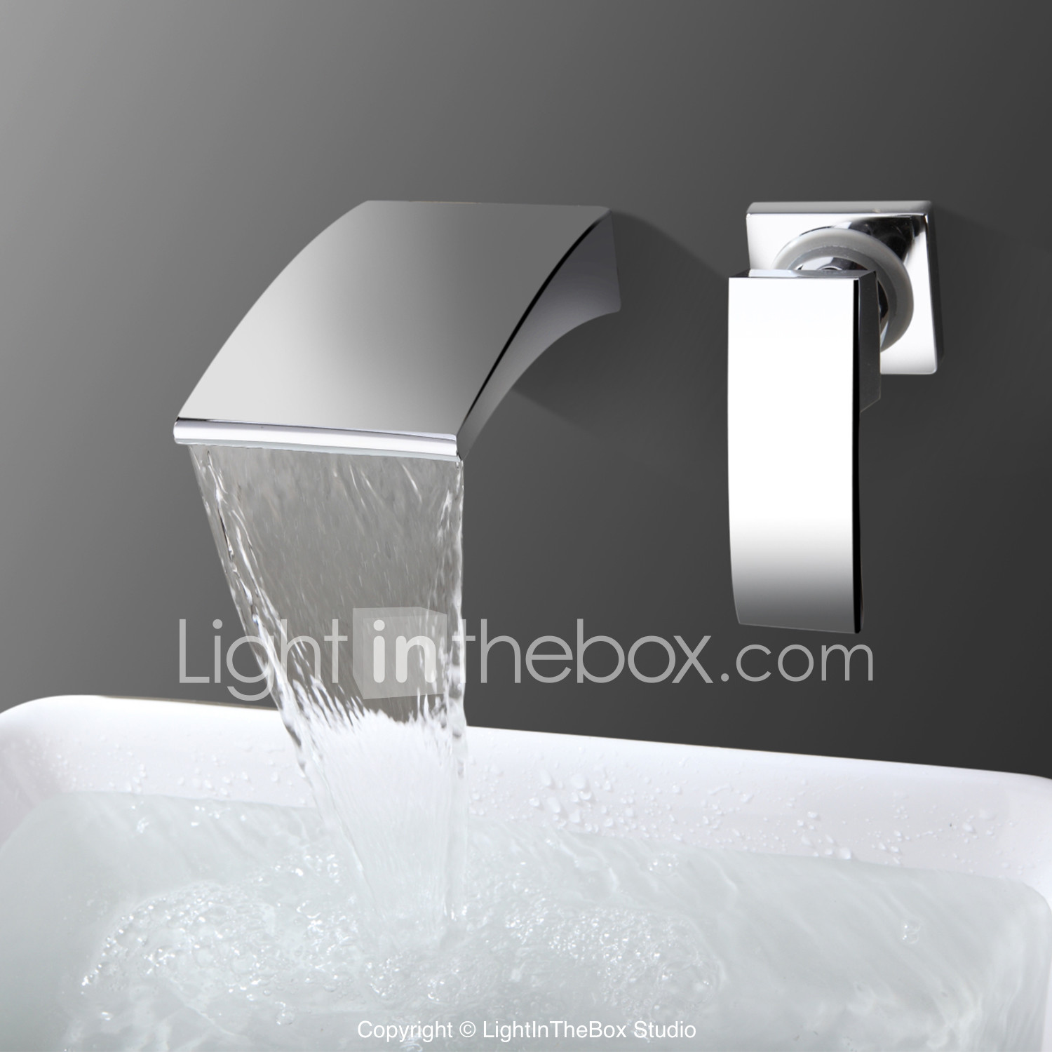 Bathroom Sink Faucet Waterfall Chrome Wall Mounted Two Holes