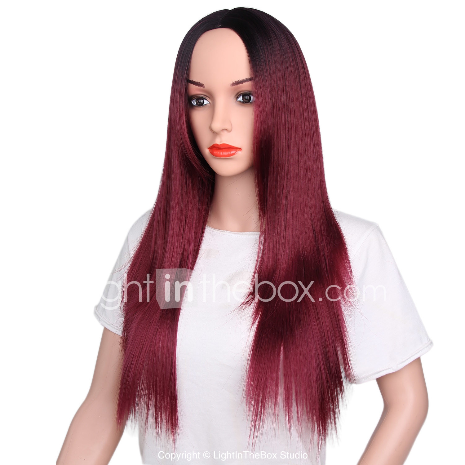 Synthetic Wig Straight Rihanna Middle Part Wig Ombre Long Ombre