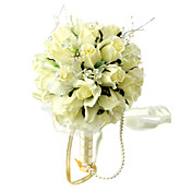 Elegant Light Yellow Round Wedding Bouquet/ Bridal Bouquet With Chiffon Beads Decoration