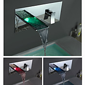 Color Changing LED Waterfall Bathroom Sink Faucet (Wall Mount)
