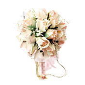 Elegant Champagne Round Wedding Bouquet/ Bridal Bouquet With Chiffon Beads Decoration