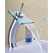 Contemporary Waterfall Bathroom Sink Faucet (Tall)