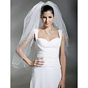 2 Layer Fingertip With Beading Wedding Veil