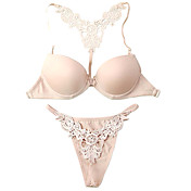 Cotton Demi Cup Adjustable Straps Front Closure Wedding/ Party Underwear Set More Colors Available