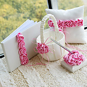 Luxury Wedding Collection Set in Satin With Pink Roses (4 Pieces)