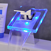 Color Changing LED Waterfall Bathroom Sink Faucet (Chrome Finish)