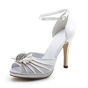 Elegant Satin Upper Stiletto Heel Peep Toe With Rhinestone Wedding Shoes