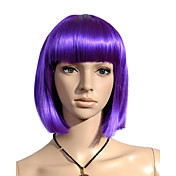 Capless Chin Length High Quality Synthetic Purple Straight Hair Wig