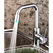 LED Centerset Contemporary Chrome Kitchen Faucet