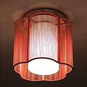Red Glass Ceiling Light in Floral Cylinder Style