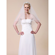 Two-tier Elbow Wedding Veil With Pencil Edge