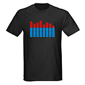 Sound and Music Activated Spectrum VU Meter EL Visualizer LED T-shirt (4*AAA)