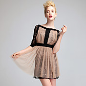 TS Gathered Perspective Layered Lace Dress