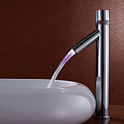 Contemporary Color Changing LED Bathroom Sink Faucet (Tall)