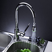 Solid Brass Kitchen Faucet with Color Changing LED Light