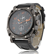 Gladiator - Men's Sport Style Black Case PU Band Quartz Wrist Watch