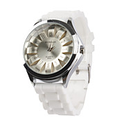 Women's Chrysanthemum Style Dial White Silicone Band Quartz Analog Wrist Watch
